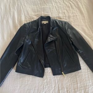 Michael Kors Black Leather Asymmetrical Moto Jacket